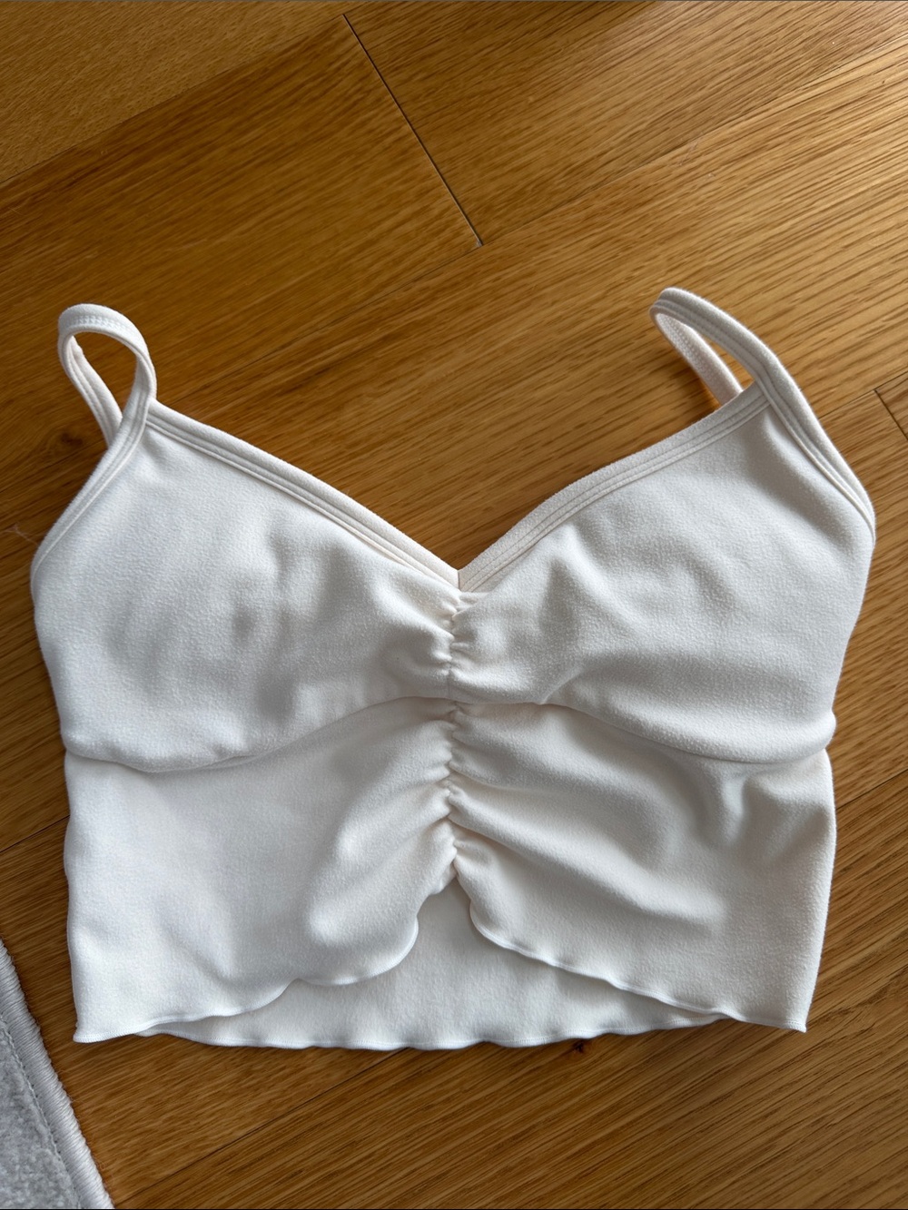 437 ivory Ruched Cami Crop Top